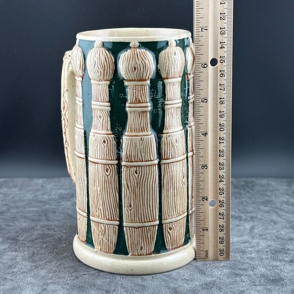 Antique Matthias Girmscheid Beer Stein Bowling Pins Decor 1266 Germany 7" NO LID - Picture 6 of 13